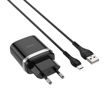 Сетевое зарядное устройство HOCO C12Q USB/18W/3A адаптер с быстрой зарядкой и проводом Micro USB 1м. Black (C12QMUB)