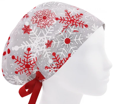 Медицинская шапочка женская HeadwearUniverse универсальная принт снежный