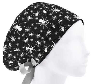 Медицинская шапочка женская HeadwearUniverse универсальная принт пауки на черном