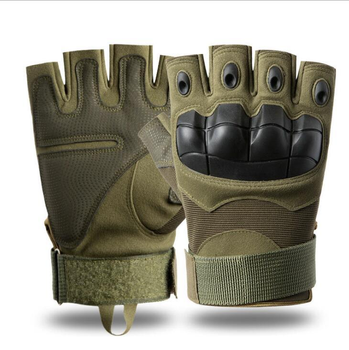 Тактические, штурмовые беспалые перчатки (велоперчатки, мотоперчатки) TG-04 Green M