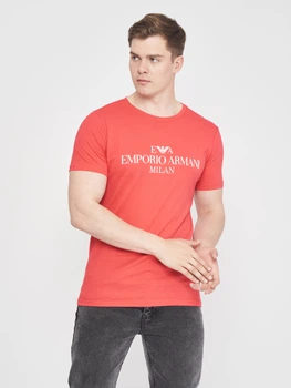 Футболка хлопковая длинная мужская Emporio Armani 10900 L (48) Красная