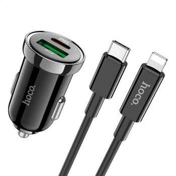 Автомобільний зарядний пристрій Hoco Z44 Leading PD20W QC3.0 (1USB/3A, Type-C to Lightning) - Чорний