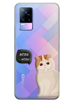 Прозрачный силиконовый чехол iSwag для Vivo V21e с рисунком - Котенок (ISVV21E43)