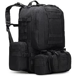 Тактичний Штурмової Військовий Рюкзак з підсумкими на 50-60 літрів чорний TacticBag (st2801)