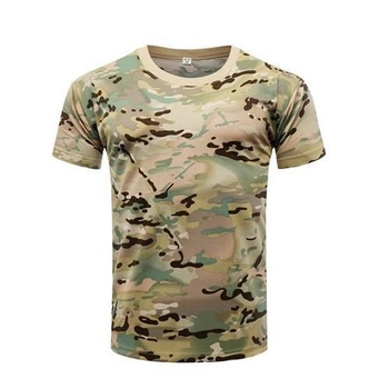 Тактична футболка Flas-2; L/52р; 100% бавовна. Камуфляж / зелений. Армійська футболка Флес. Туреччина.