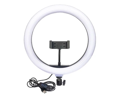 Кольцевая LED лампа с держателем для телефона 12" 30 см Черный USB (30CMKLCVLMP) CLS55