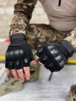 Тактические военные перчатки беспалые L Черный