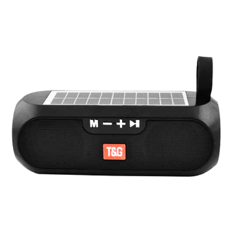 Портативна бездротова блютуз колонка TG-182 Чорна переносна акустика на 10 Вт з флешкою радіо FM microSD та сонячною батареєю Bluetooth 4.2