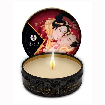 Массажная свеча Shunga Massage Candle Strawberry Wine 30 мл с ароматом клубники на масляной основе