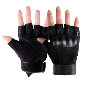 Тактические беспалые перчатки (велоперчатки, мотоперчатки) Eagle Tactical ET-01 Black Размер L