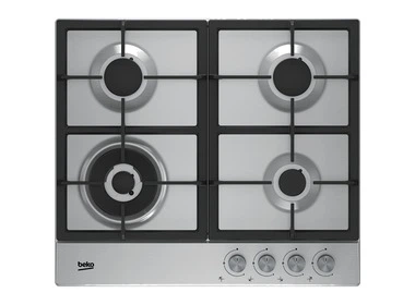 Варильна поверхня газова BEKO HIAW 64225 SX (нерж.сталь, чавунні решіткі, турбо-конф.) 123325