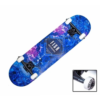 СкейтБорд деревянный от Fish Skateboard "Blue Rhombus"