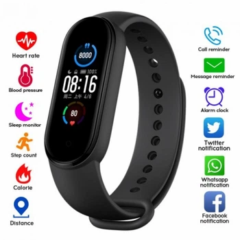 Часы смарт Smart Band M5 Band Smart Watch шагомер, фитнес браслет, черные, контроль сна, (M5) стильный аксессуар, поможет отслеживать вашу активность
