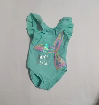 Купальник слитный для девочки мятный пайетки Primark 104см (40005022)