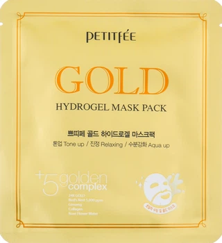 Гидрогелевая маска для лица с золотым комплексом +5 - Petitfee & Koelf Gold Hydrogel Mask Pack +5 golden complex 5шт (276883-1140)