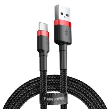 USB кабель разъем USB на Type-C BASEUS cafule (2m, 2A). Black-Red