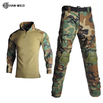 Тактичний костюм HAN WILD Убакс та Штани із захистом колін L Коричнево-зелений Камуфляж HW00268