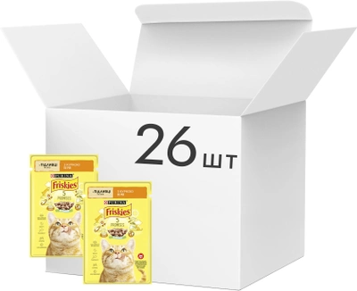 Упаковка влажного корма для кошек Purina Friskies кусочки в соусе с курицей 26 шт по 85 г (7613036965279)