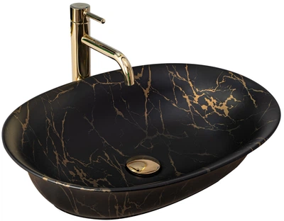 Умивальник (раковина) REA ROMA BLACK MARBLE МАТТ накладний *