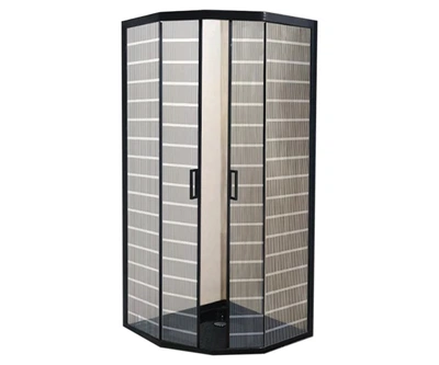 Кабина для душа ASIGNATURA пятиугольная двухдверная без поддона Perissa 90x90x195см тонированный витраж 6мм профиль черный 69020802