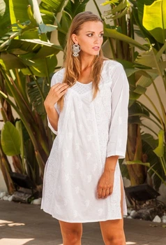 Женская туника для пляжа с вышивкой Fresh Cotton 1347 F-1c 42(S) Белый