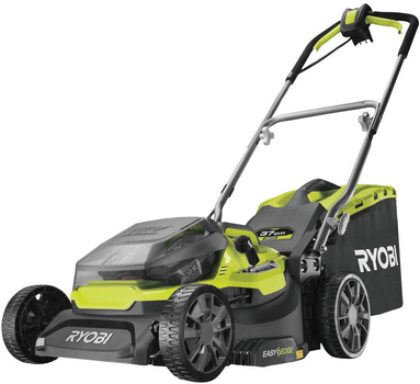 Газонокосилка аккумуляторная Ryobi One+ Hybrid RY18LMH37A-250 18В/220В, 37 см, 45 л, 25-70 мм (АКБ 2х5 А·час ЗП + 220В) (5133004583)