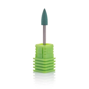 Фреза силіконова Nail Drill для шліфування і полірування нігтів (Гострий конус) 404G, зелена.