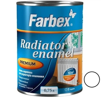 Емаль біла без запаху акрилова радіаторна ТМ " Farbex 0,75 л (205307), Білий, Білий