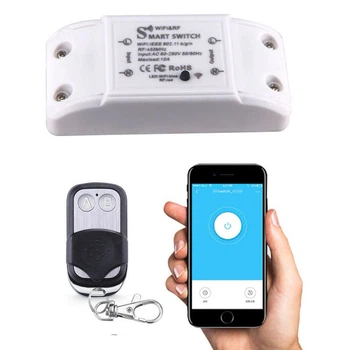 Wi-fi реле Tuya Wifi&RF Smart Switch с пультом дистанционного управления 433МГц, 10 Ампер, управление со смартфона
