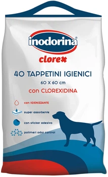 Пелюшки з хлоргексидином для собак Inodorina Clorex 60х60 см 40 шт (8031398129327)