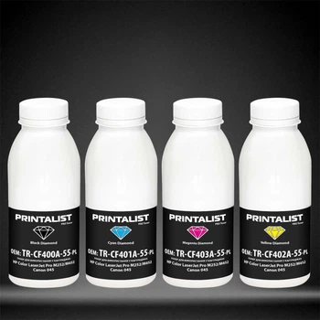 Тонер для HP Color LaserJet Pro M252, M252n, M252dw PRINTALIST набор 4 цвета B/C/M/Y Black 60г/Color 50г TR-M252-SET-PL