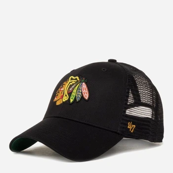 Кепка летняя 47Brand Chicago Blackhawks Branson Mes H-BRANS04CTP-BK One Size Черный/Зеленый (888442677109)