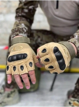 Тактические перчатки рукавицы беспалые КАЙОТ защитные Военная Тактические перчатки Бежевый L
