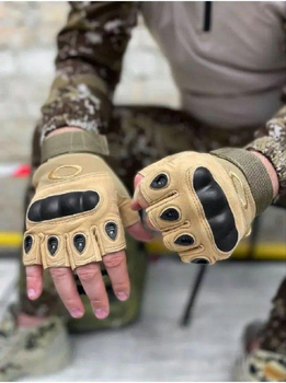 Тактичні рукавички рукавиці безпаліКАЙОТ захисні для ЗСУ Військова Тактичні рукавички для армії Бежевий XL