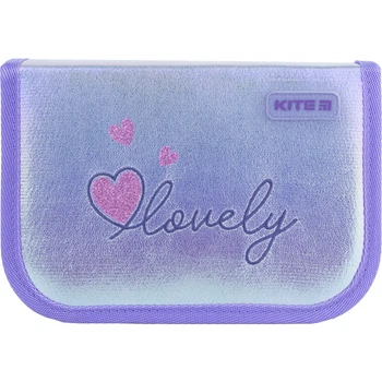 Пенал без наполнения Kite Lovely K22-621-7, 1 отделение, 1 отворот 153 г 20x14x3.7 см сиреневый