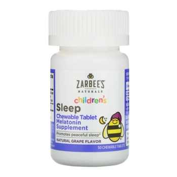 Детские таблетки для улучшения сна с мелатонином, Zarbee's, 50 шт