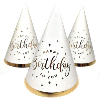Ковпаки Святкові Паперові Happy Birthday Білий