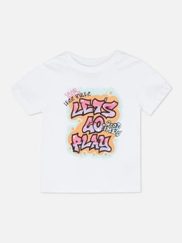 Футболка белая Lets Go Primark 128см (40005221)