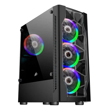 Корпус 1stPlayer D4-BK-R1 Color LED Black без БП