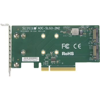 Плата расширения Supermicro PCIe x8 до SSD 2x m.2 NVMe (AOC-SLG3-2M2)
