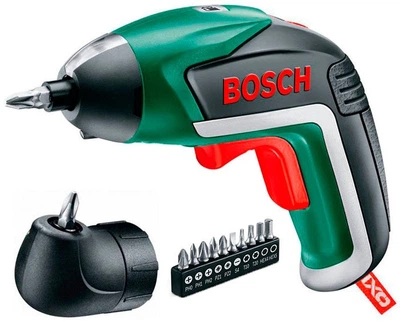 Аккумуляторный шуруповерт Bosch IXO + з/у + угловая насадка + набор бит (06039A8021)