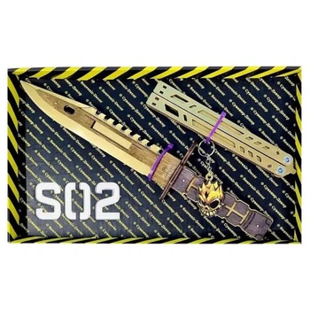 Сувенирный набор ножей Сувенир-Декор Бабочка и M-9 Bayonet Gold 27 см и 15 см деревянные игровые макеты для детей от 6 лет Золотистый