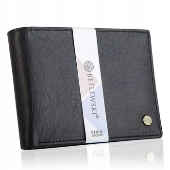 Чоловічий шкіряний гаманець Betlewski з RFID 9,5 х 12,5 х 2,5 (BPM-BH-60A) - чорний