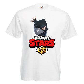 Футболка детская Бравл Старс Ворон 3 (Brawl Stars Voron) белая 164 см