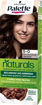Стійка крем-фарба для волосся Schwarzkopf Palette Naturals без аміаку 5-0 Світло-каштановий 110 мл (3838824171401)