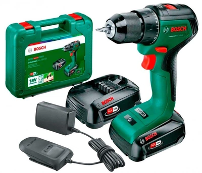 Аккумуляторная дрель-шуруповерт Bosch UniversalDrill 18V-60 c 2 акб 2 Aч и з/у AL 18V-20 в кейсе (06039D7002)