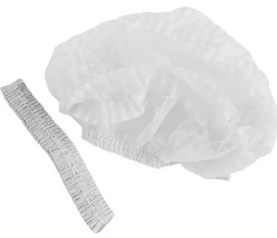 Шапочка одноразова Biospan із спанбонду Біла 100 шт в упаковці (2000000000435_а)