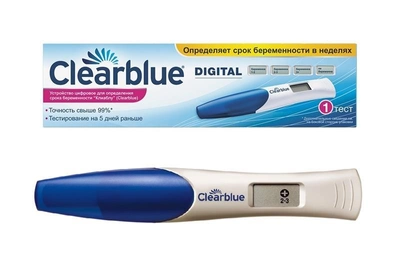 Цифровий тест на вагітність Clearblue із зворотним відліком, з індикатором терміну на тижнях 1шт.