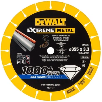 Диск алмазный по металлу DeWalt диаметром 355 мм с посадочным отверстием 25.4 мм DT40257