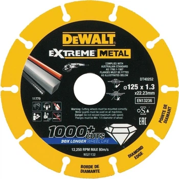 Диск алмазный DeWalt диаметром 125 мм толщина 1.3 мм диаметр посадочного отверствия 22.23 мм DT40252